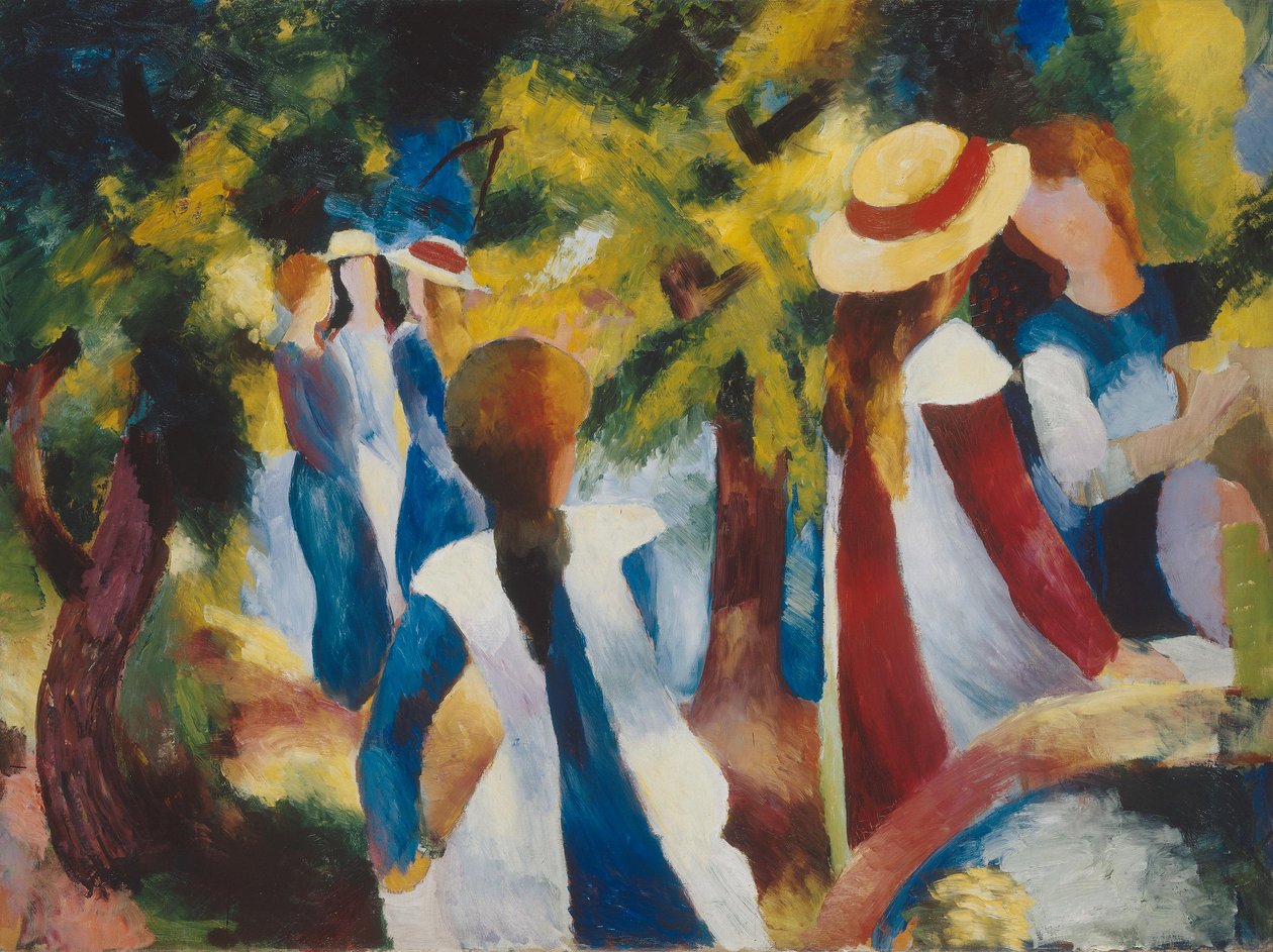 Ragazza sotto gli alberi da August Macke