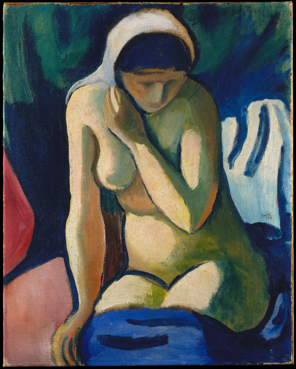 Ragazza nuda con il foulard da August Macke