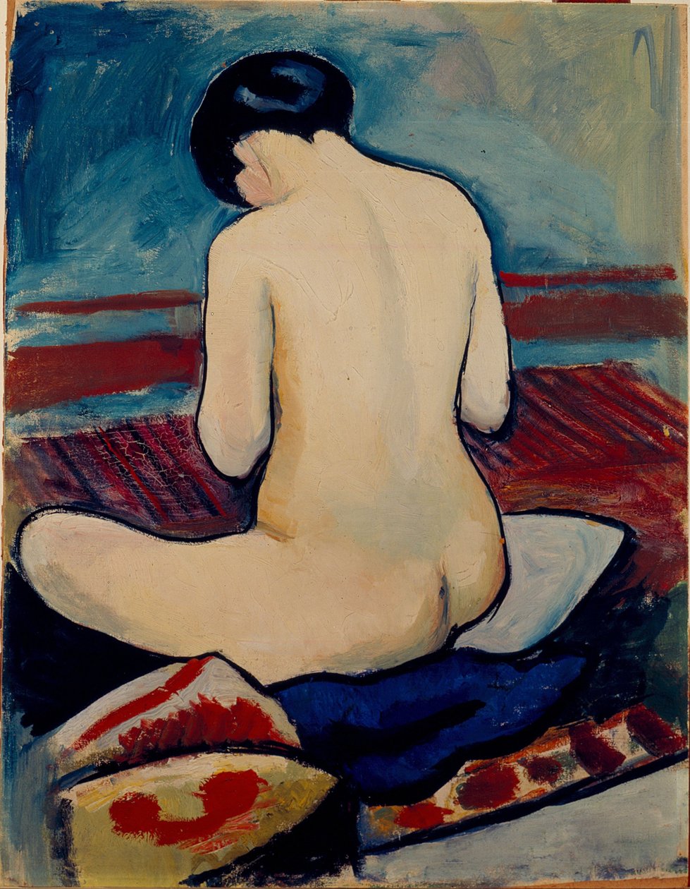 Nudo seduto con cuscino da August Macke