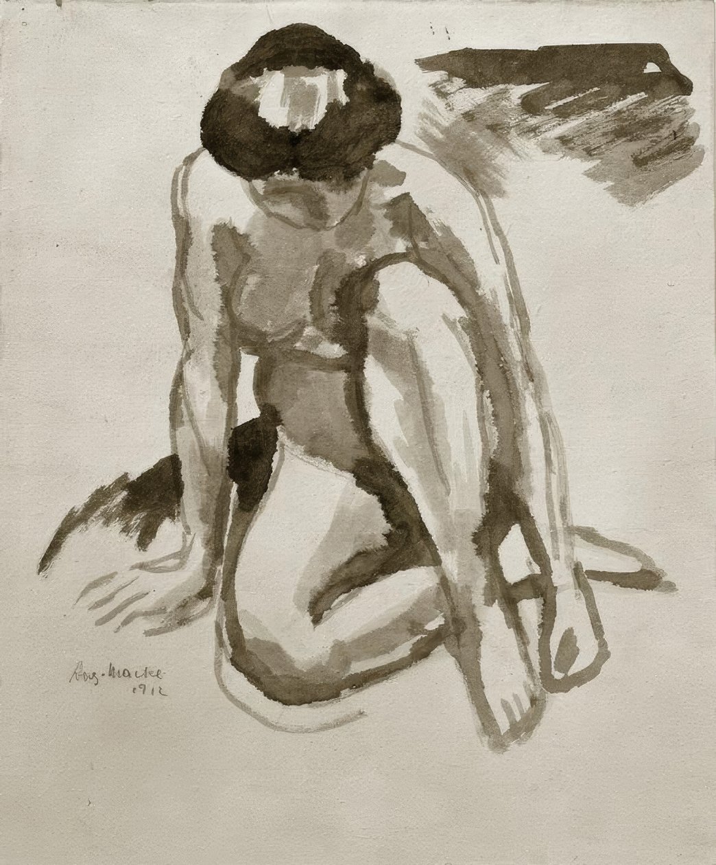 Nudo seduto, piegato in avanti da August Macke