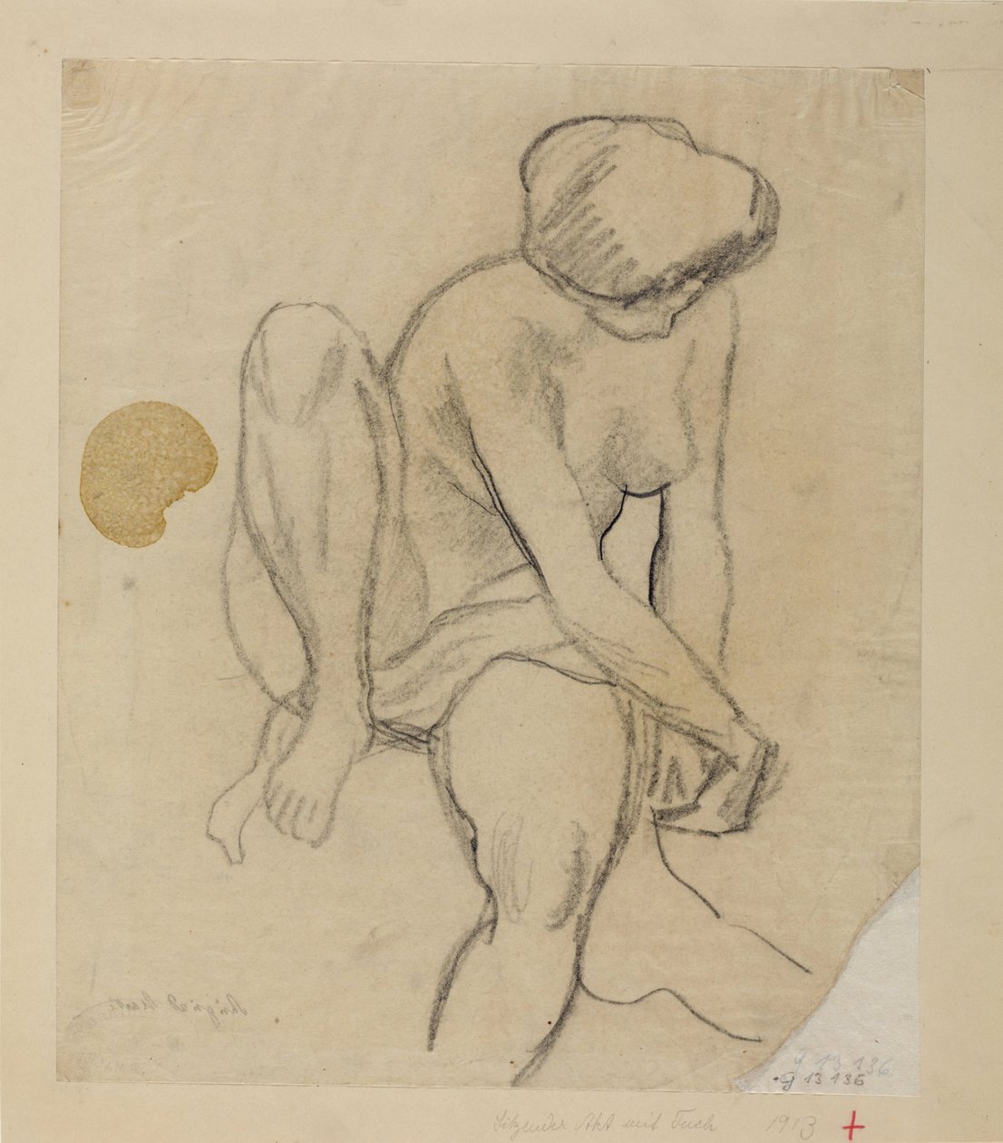 Nudo femminile seduto con telo da August Macke
