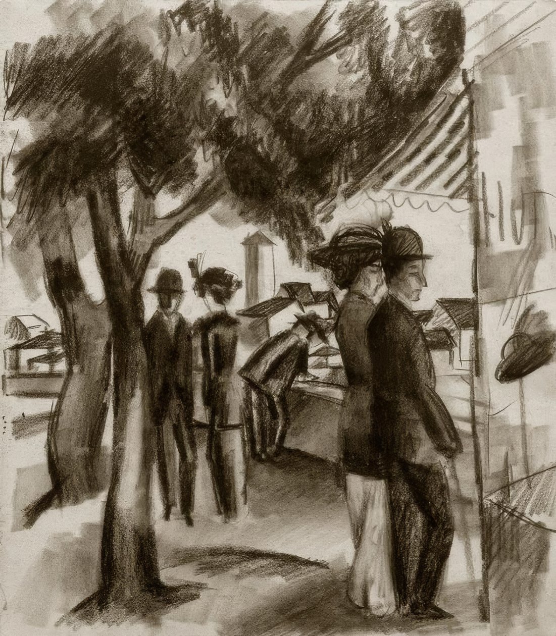 Passeggiatori sotto gli alberi da August Macke