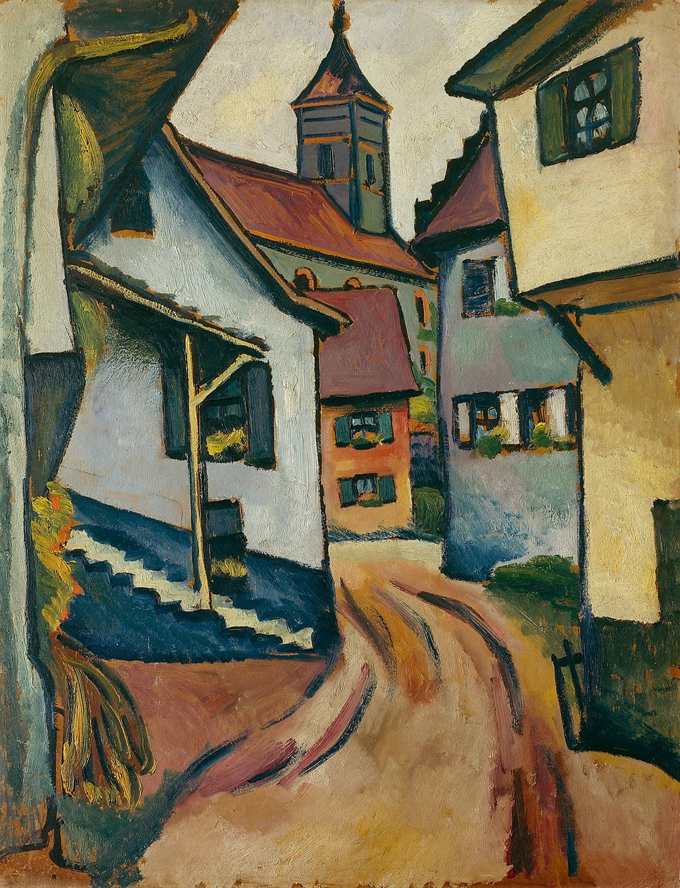 Strada con chiesa a Kandern da August Macke