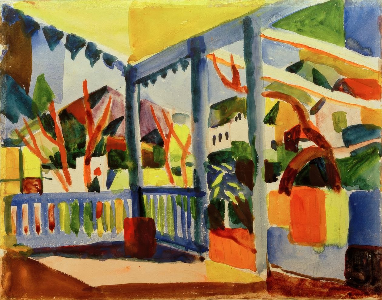 Terrazza della casa di campagna a St. Germain da August Macke