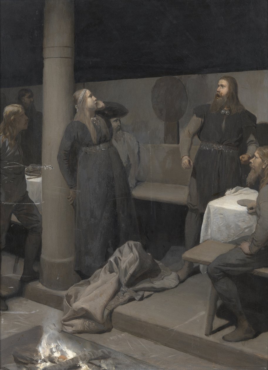 La storia di Burnt Njáll: Gunnar e Hallgerðr, c. 1895 da August Malmström