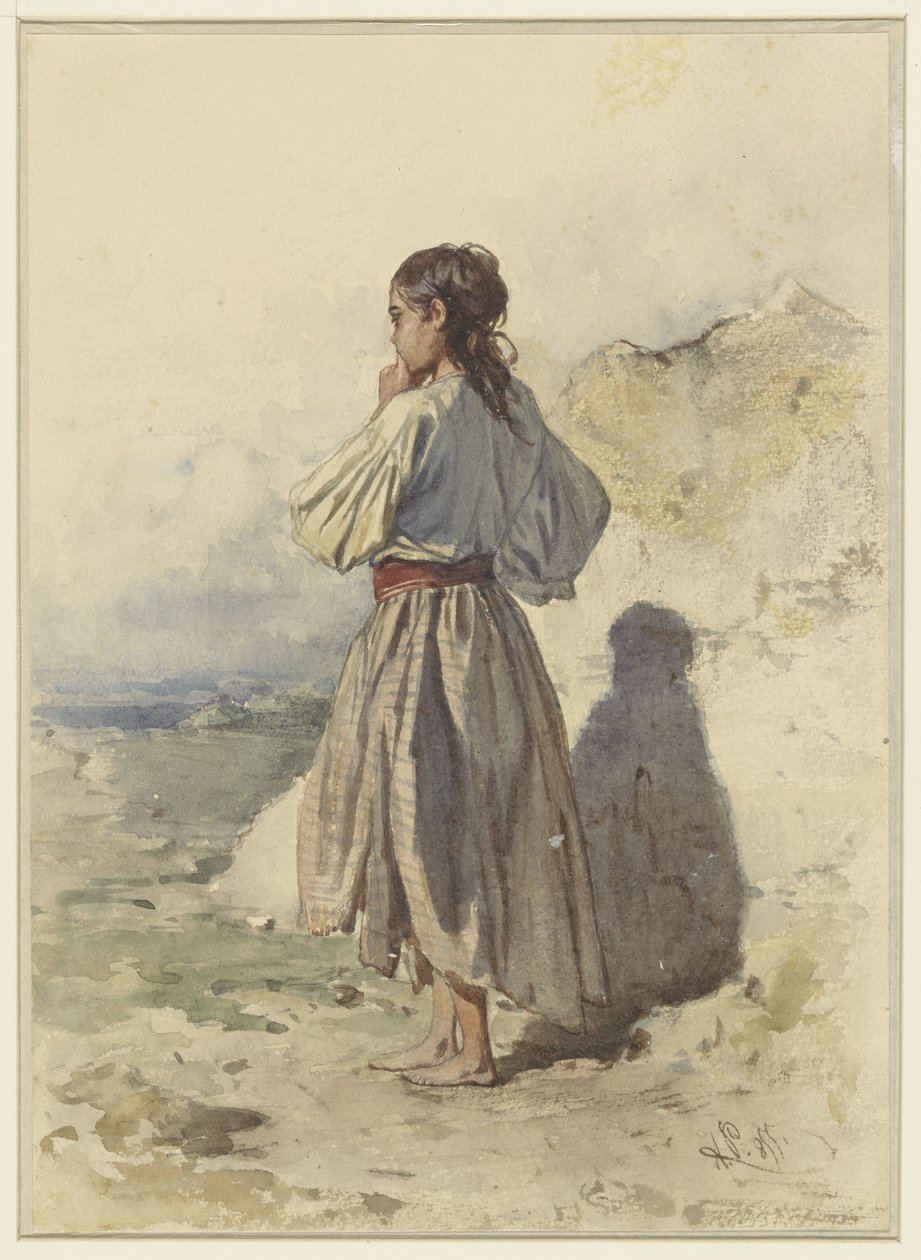 Donna ungherese, in piedi tre quarti verso sinistra, vista di schiena da August Xaver Carl von Pettenkofen