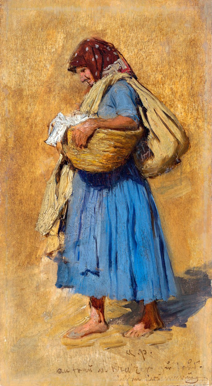 Una contadina si soffia il naso da August Xaver Karl von Pettenkofen