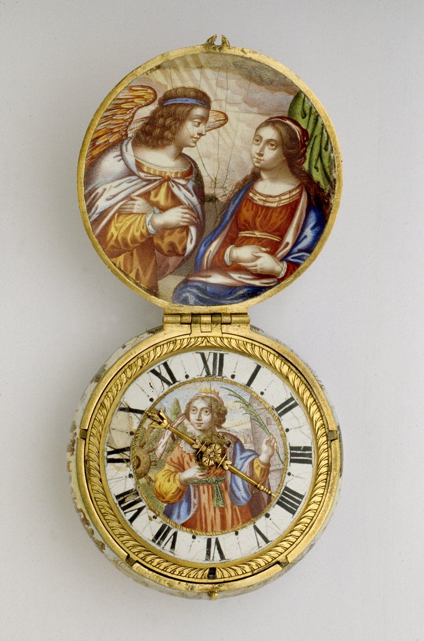 Orologio a verga con cassa in oro e smalto, c. 1650 da Auguste Bretonneau