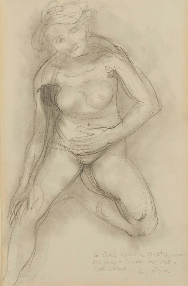 Donna nuda seduta di fronte, con una gamba raccolta da Auguste Rodin