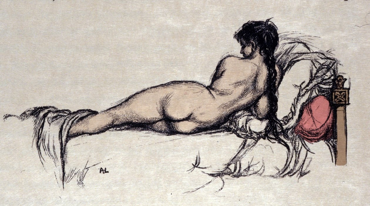 Donna nuda a letto da Auguste (after) Leroux