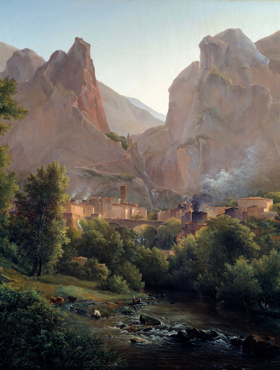 Il villaggio di Moustiers Sainte Marie (dettaglio) da Auguste Bec