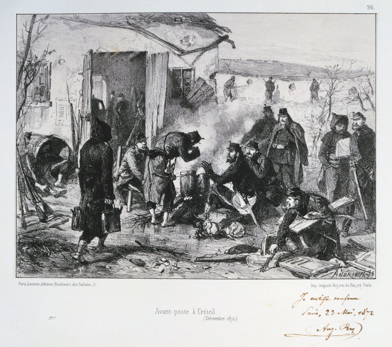 Avamposto francese a Créteil, Assedio di Parigi, Guerra franco-prussiana, dicembre 1870 da Auguste Bry