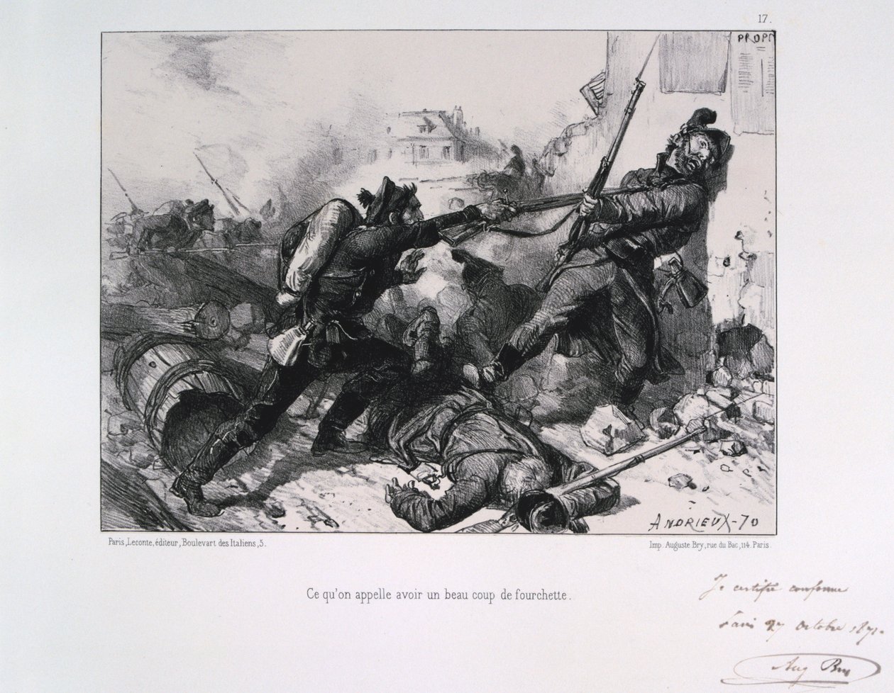 Combattimento corpo a corpo, Assedio di Parigi, Guerra Franco-Prussiana da Auguste Bry