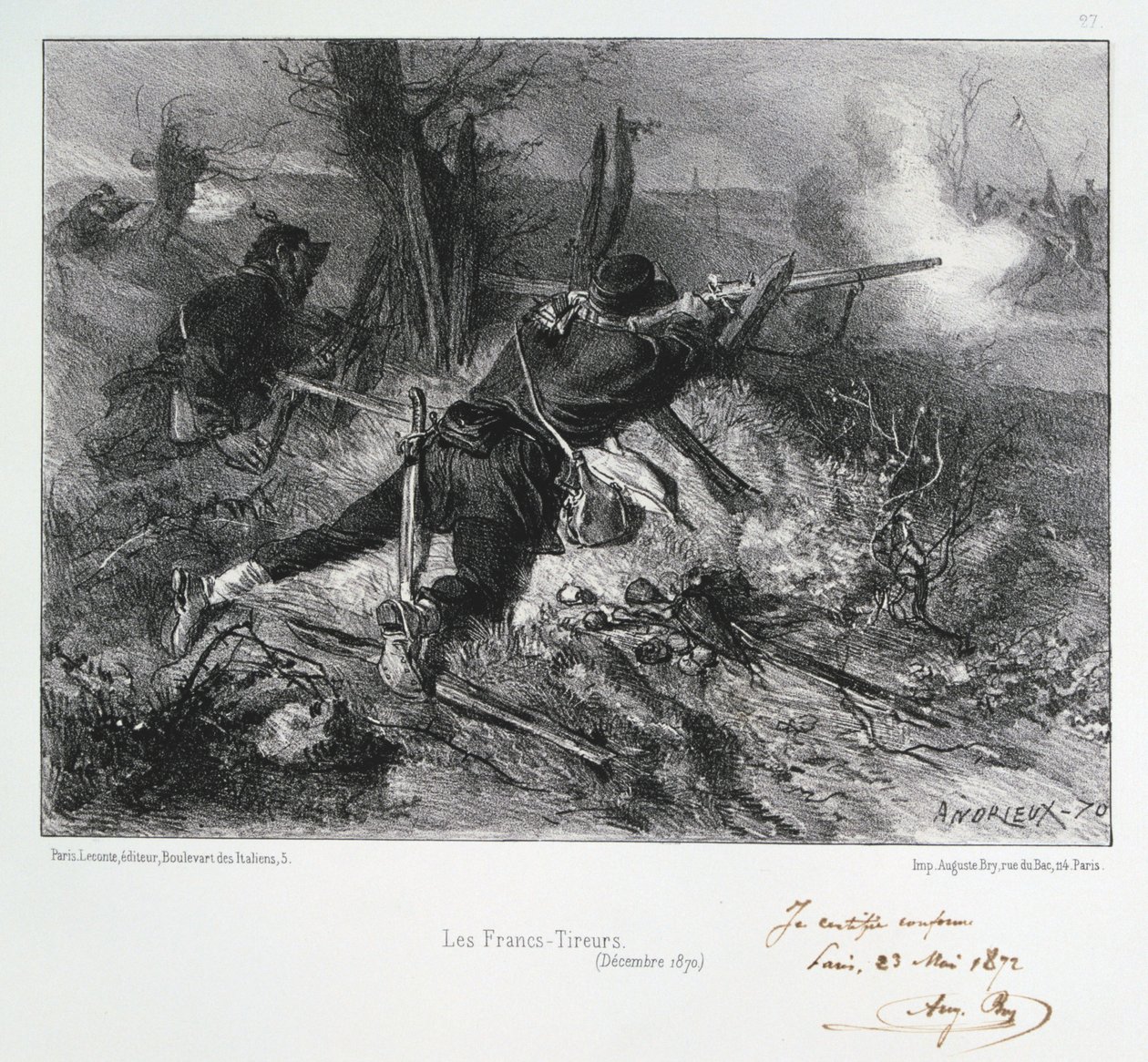 Les Francs-Tireurs, Assedio di Parigi, Guerra franco-prussiana, dicembre 1870 da Auguste Bry