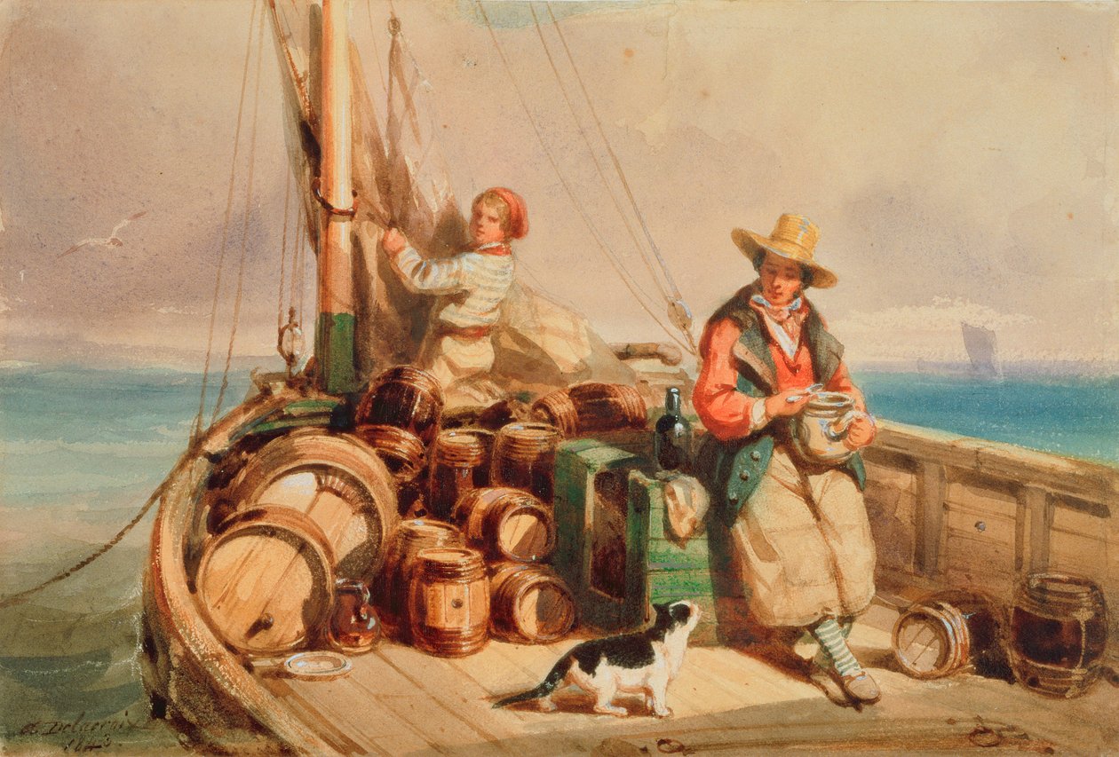 Due figure su una barca, 1843 da Auguste Delacroix