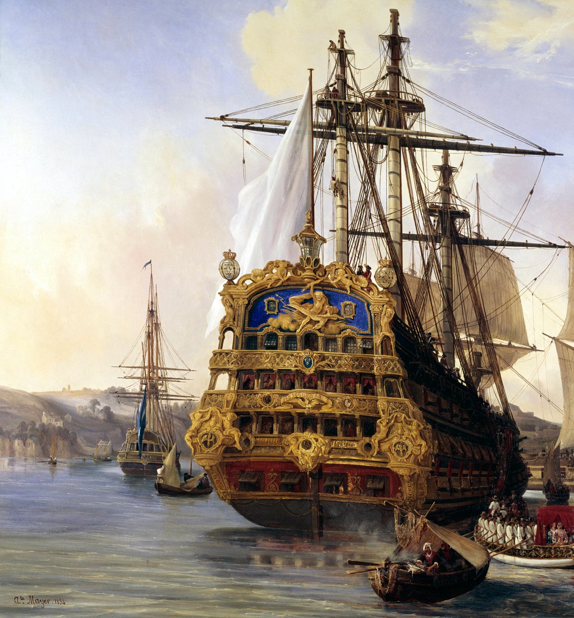 La nave Le Foudroyant nel porto di Brest nel 1724 (dettaglio) da Auguste Etienne Francois Mayer