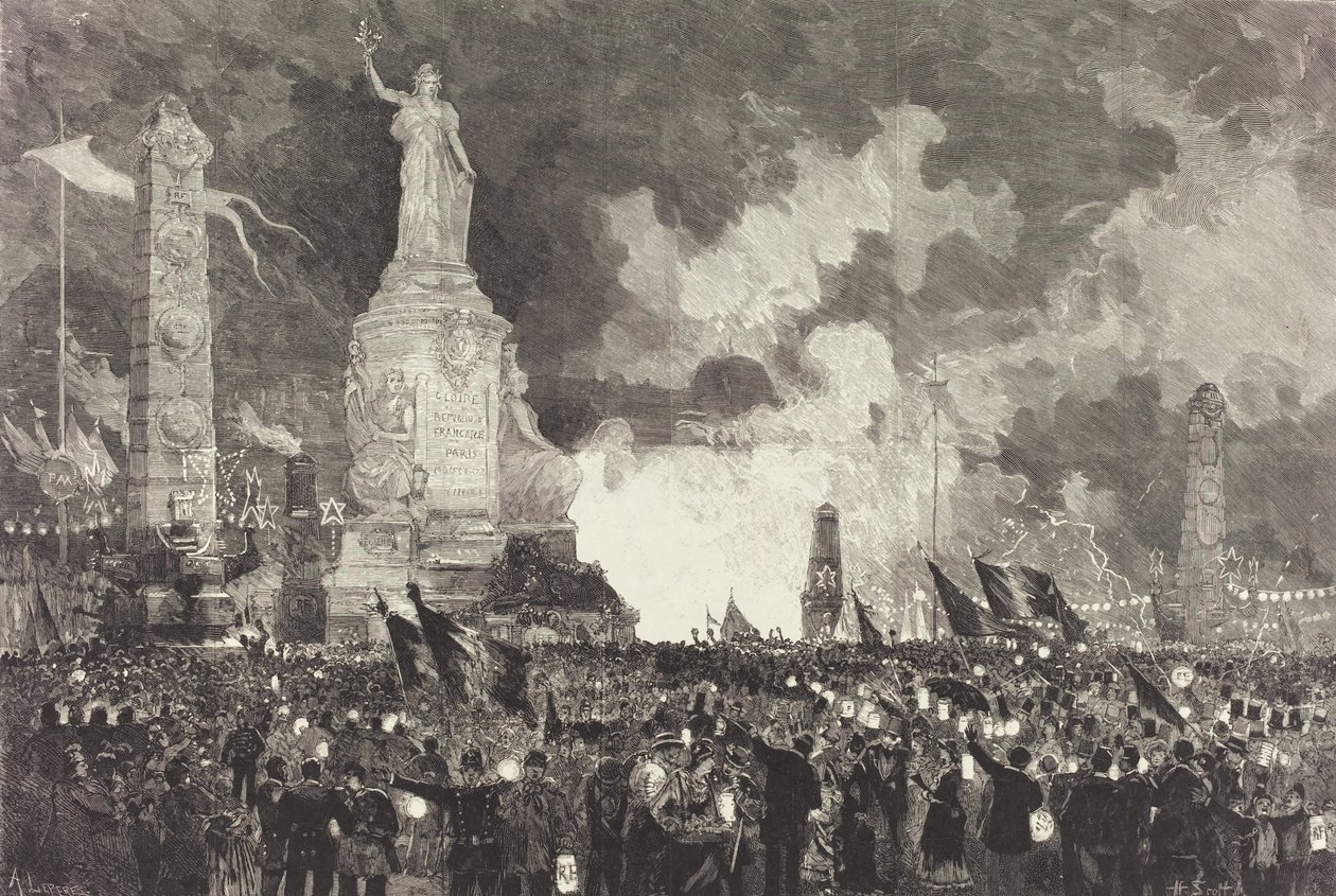 14 luglio. Illuminazione della Place de la République da Auguste Lepere
