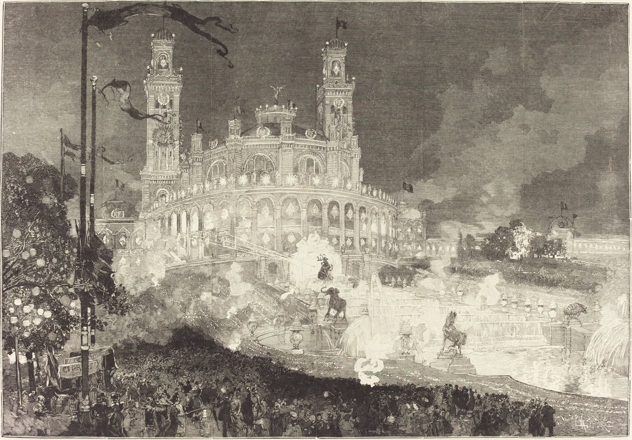 14 Luglio. Illuminazione del Palazzo del Trocadéro da Auguste Lepere