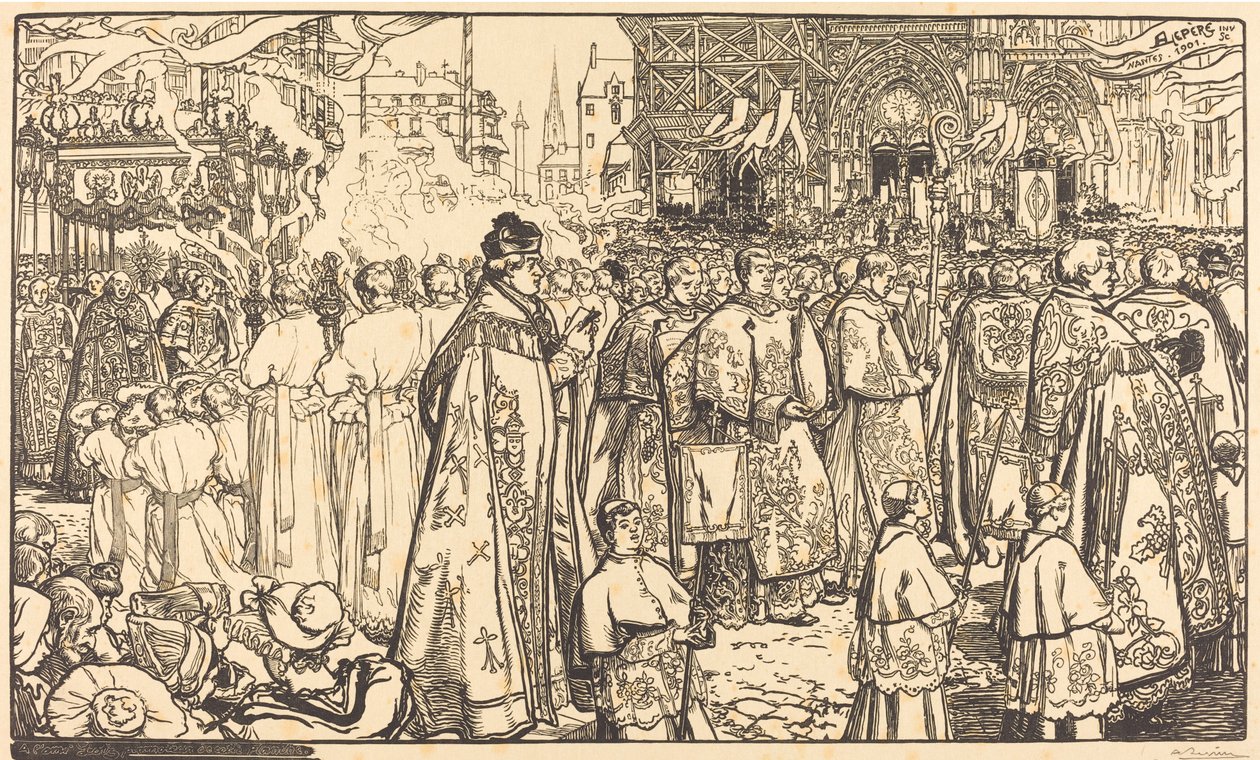 Processione del Corpus Domini a Nantes da Auguste Lepere