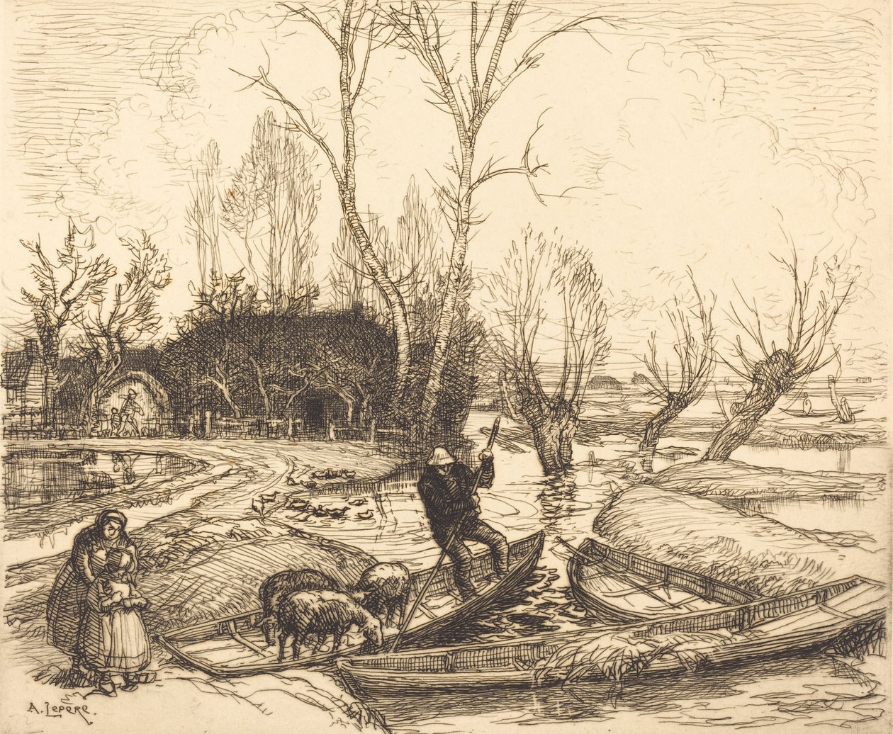 Nel Marais Inondato - Il Pastore da Auguste Lepere
