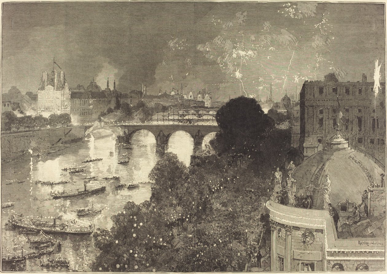 Il 14 luglio. Illuminazione della Senna dal Pont Neuf al Pont au Change da Auguste Lepere