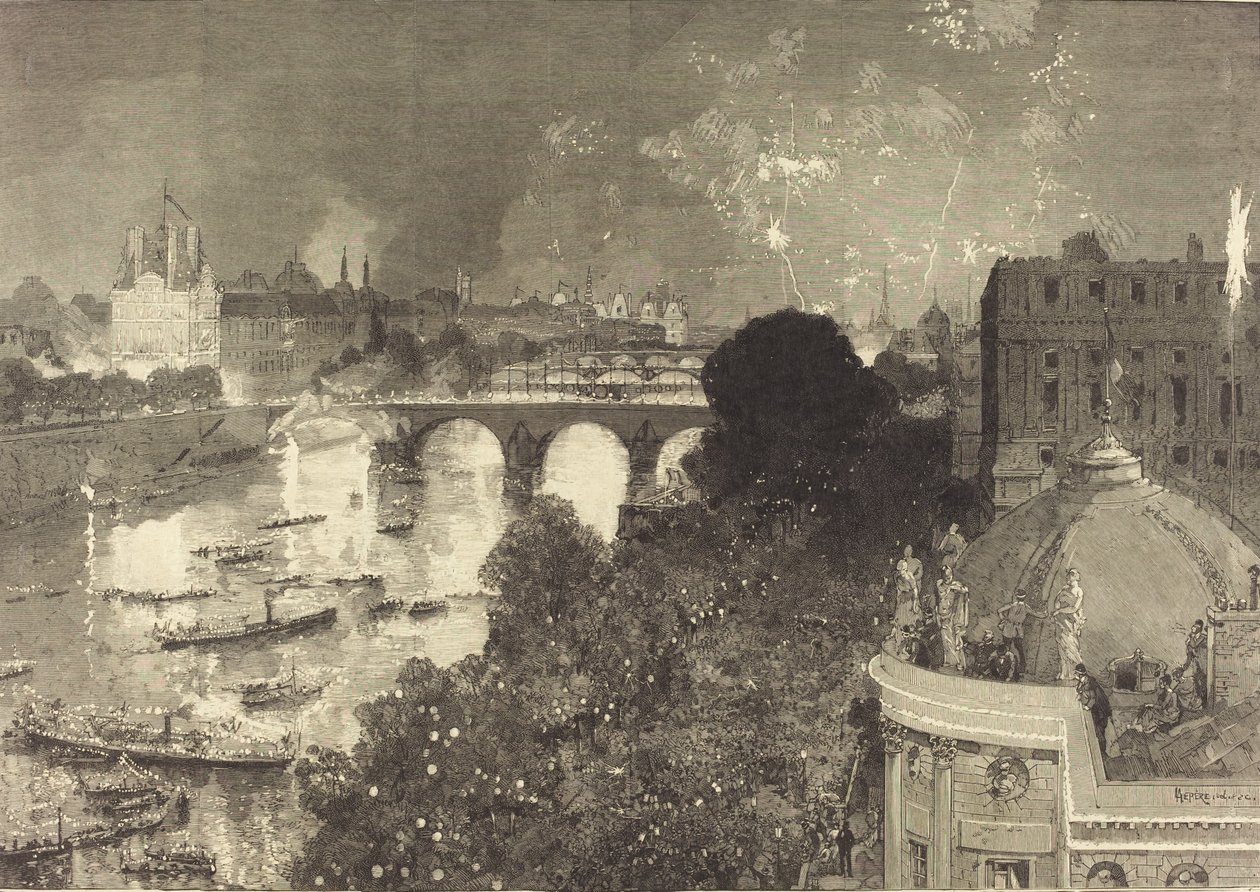 Il 14 luglio. Illuminazione della Senna dal Pont Neuf al Pont au Change, 1882 da Auguste Lepere
