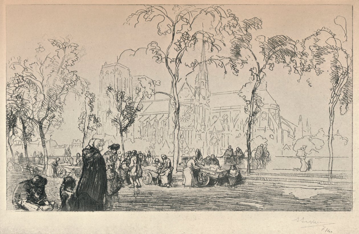 Notre Dame vista dal Quai Montebello, 1915 da Auguste Louis Lepère