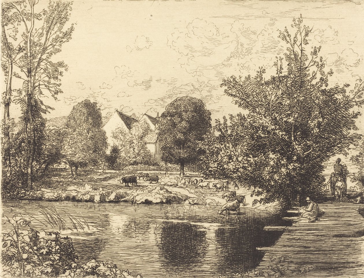 Vecchio ponte pedonale, rive del piccolo Morin, 1915 da Auguste Lepere