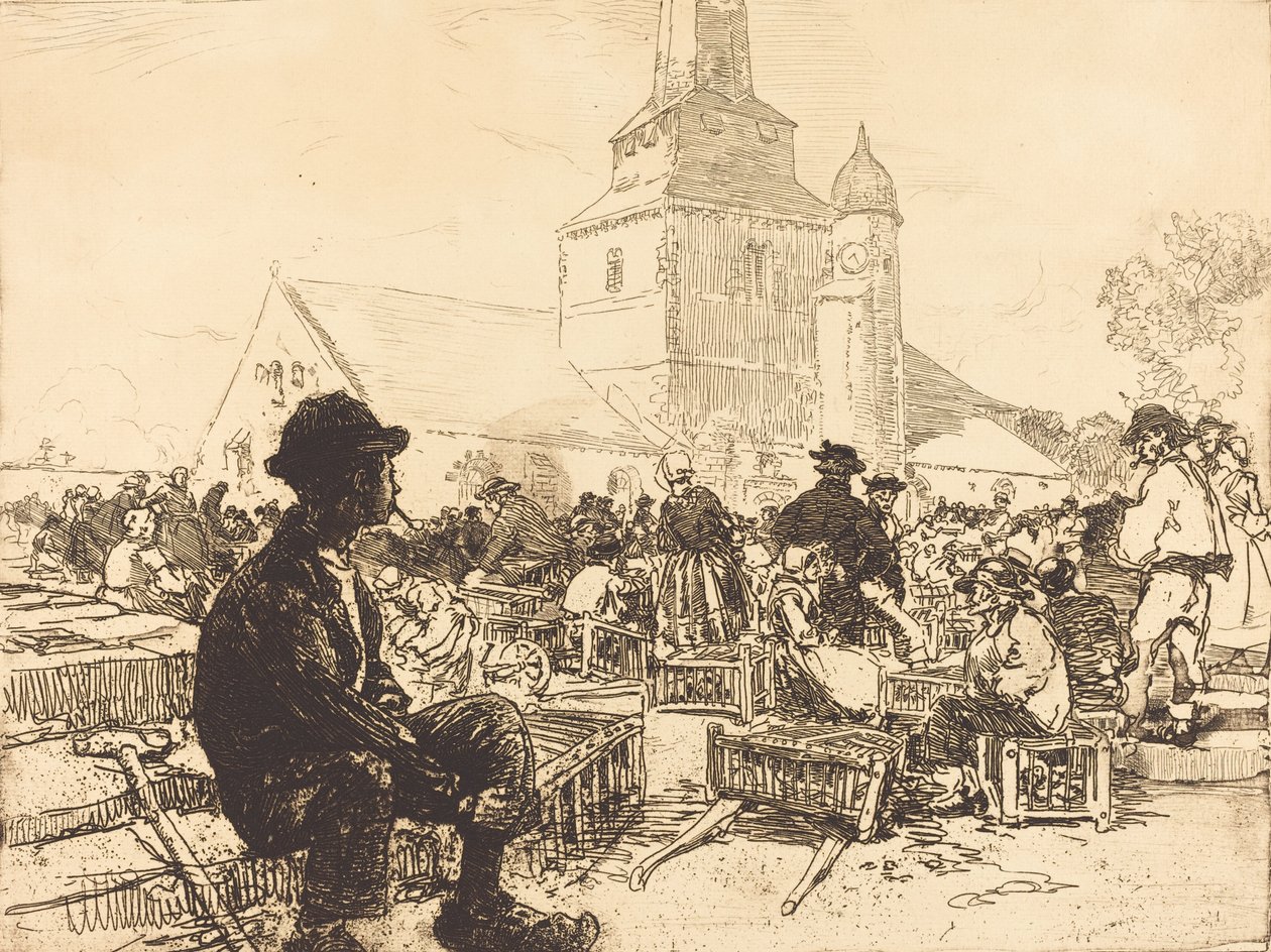 Mercato del pollame a St.-Jean-de-Mont, 1892 da Auguste Lepere