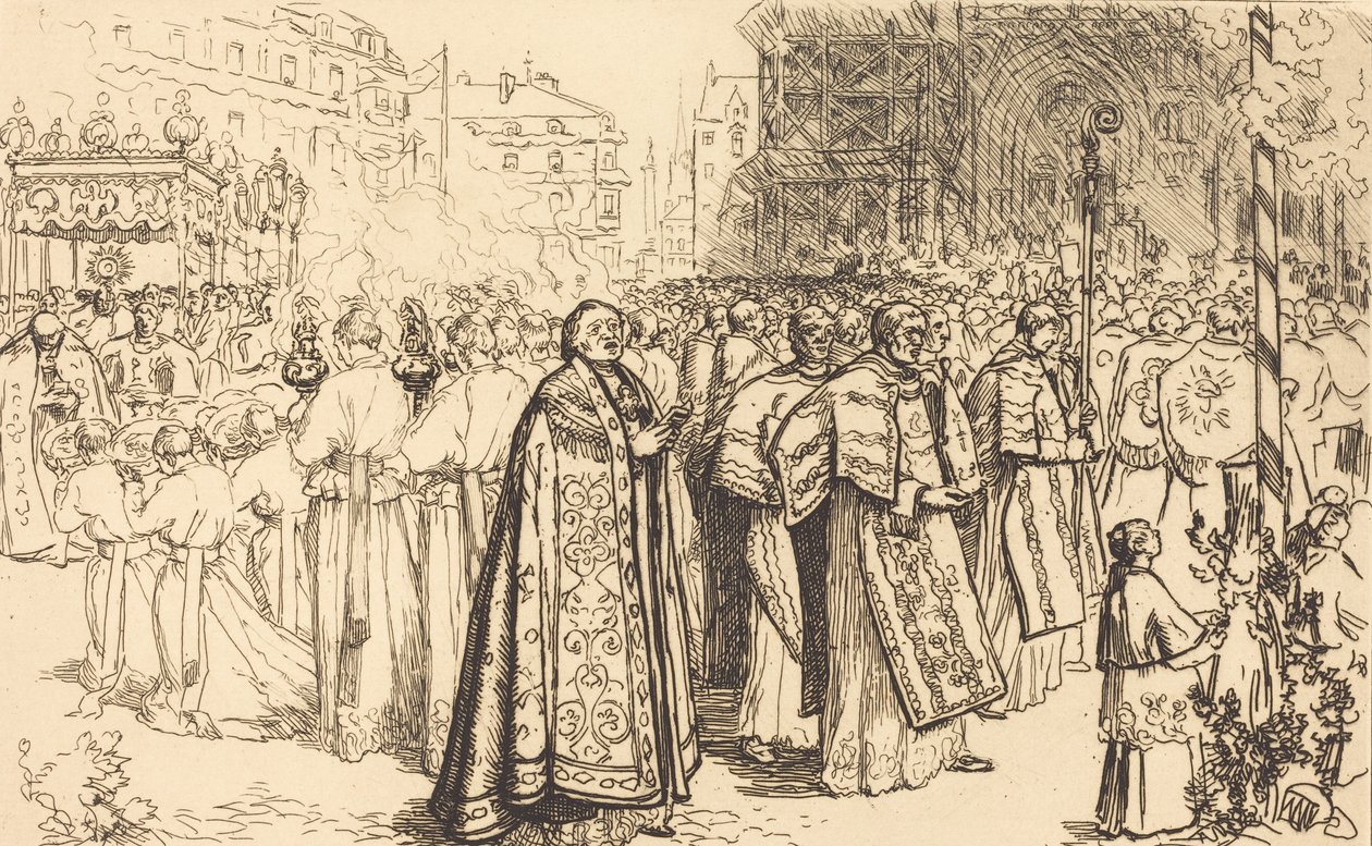 Ritorno della processione alla cattedrale di Nantes, 190 da Auguste Lepere