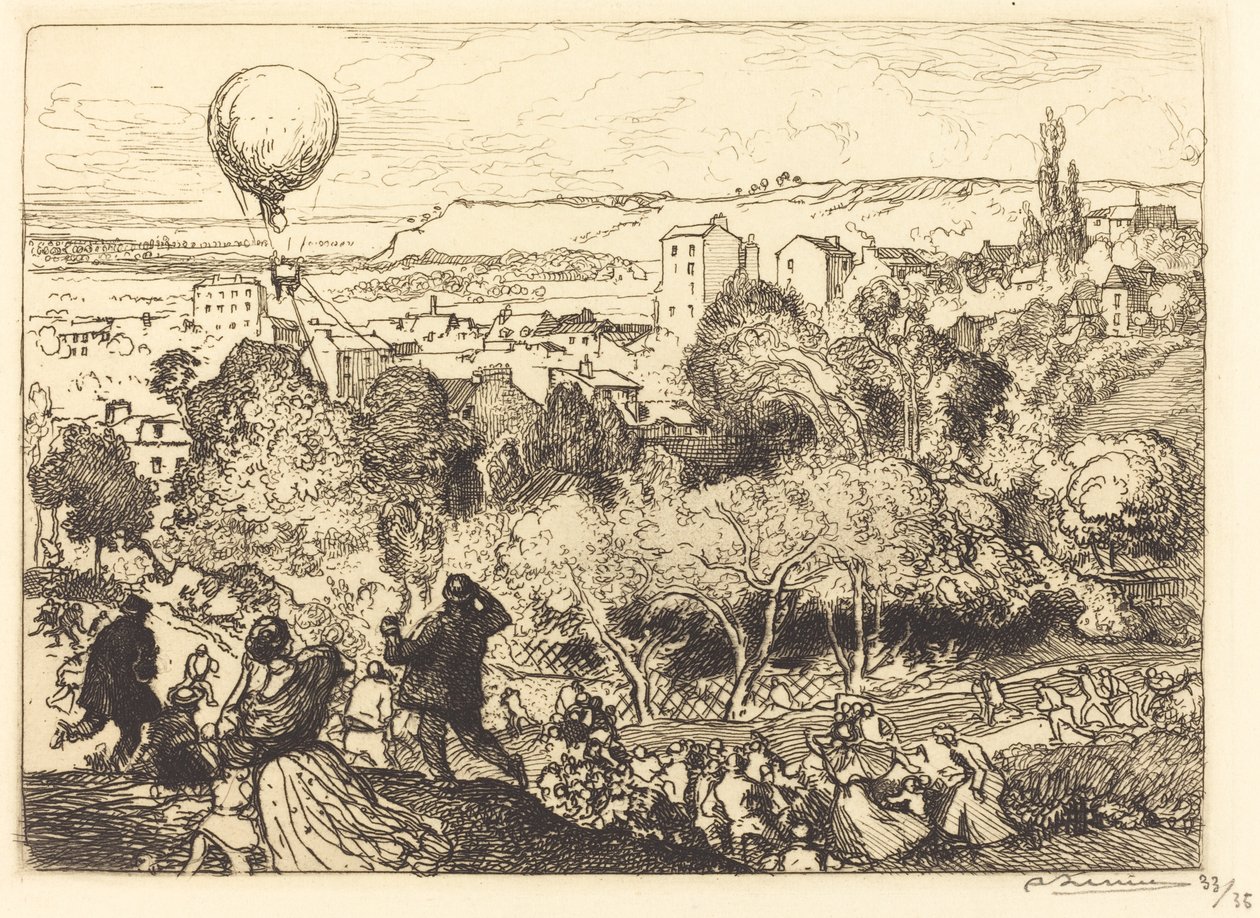 Il pallone che cade, a Pre-Saint-Gervais (Lebaloon qui tombe, au Pre-Saint-Gervais) da Auguste Lepere