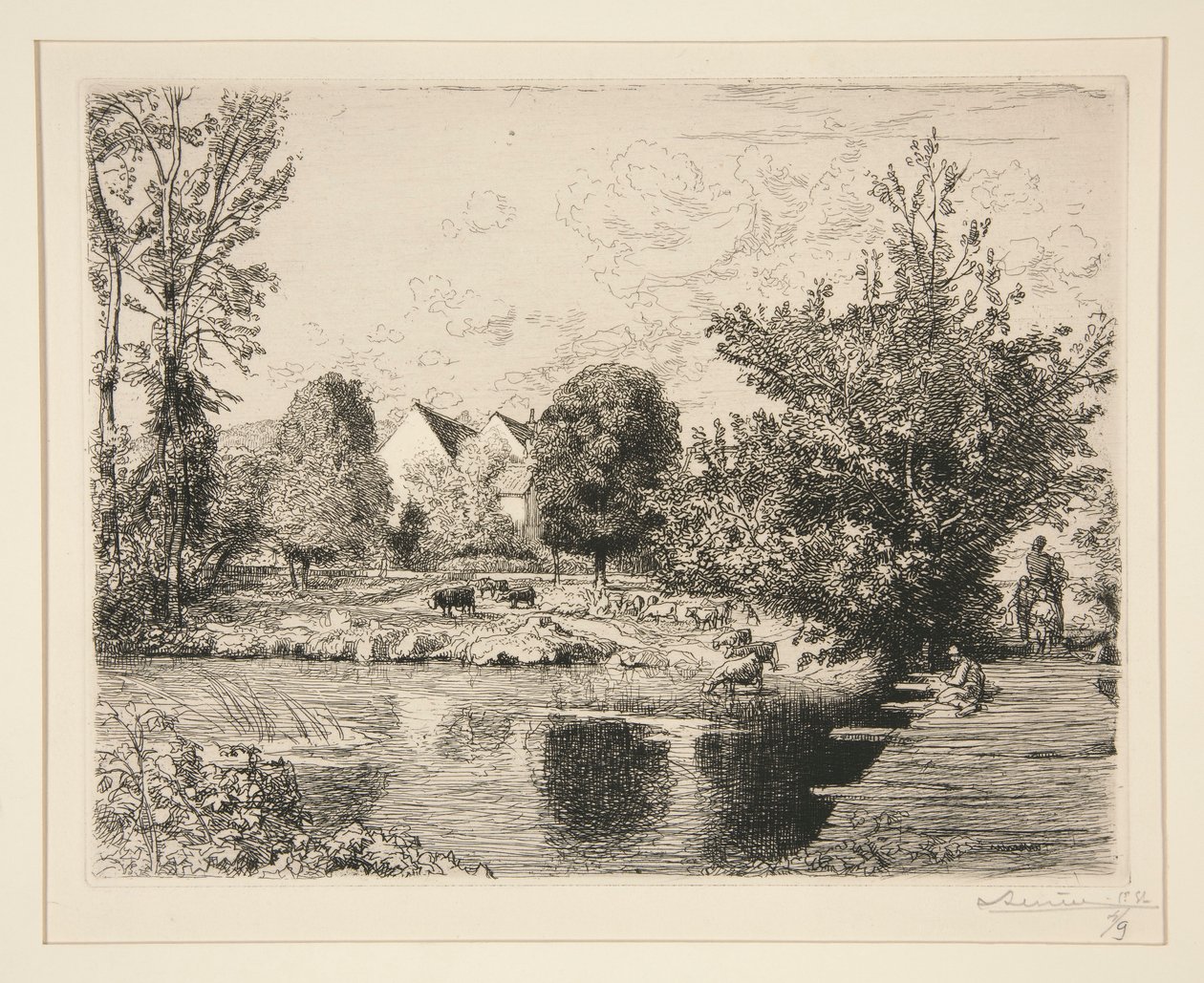 Vecchio ponte pedonale, rive del piccolo Morin da Auguste Lepere