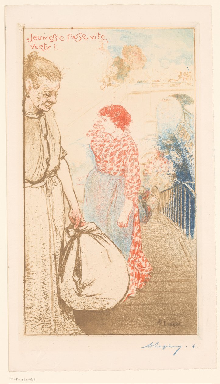 Lavandaie su una scala lungo la Senna da Auguste Lepère (signed by artist)