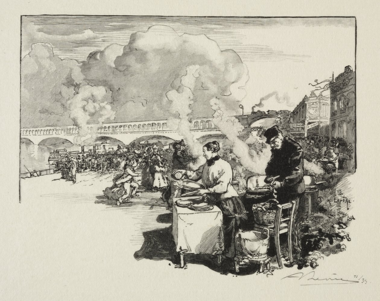 Imbarcadero delle barche-omnibus da Auguste Louis Lepère