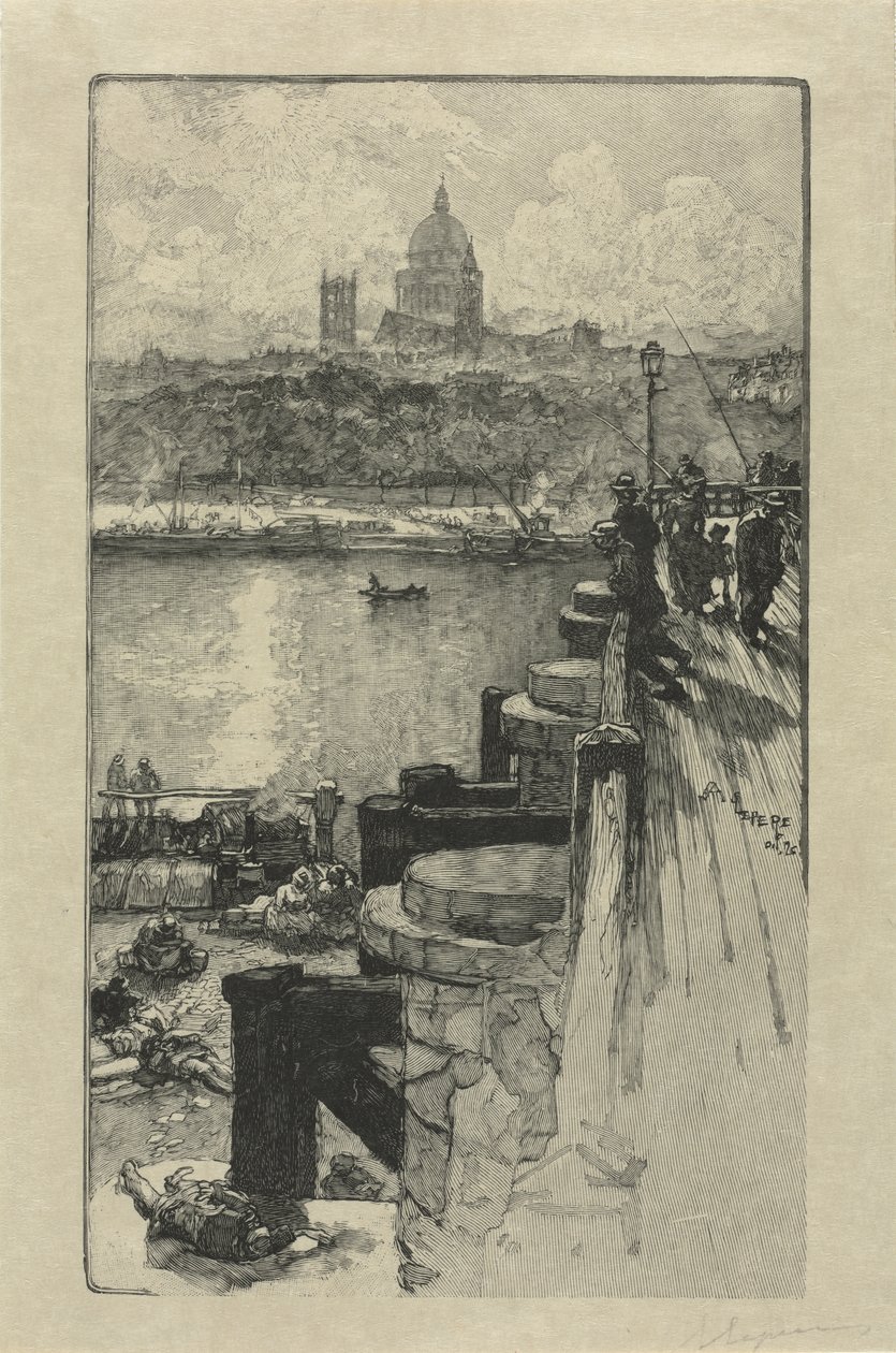 [Pescatori su un molo, Parigi] da Auguste Louis Lepère