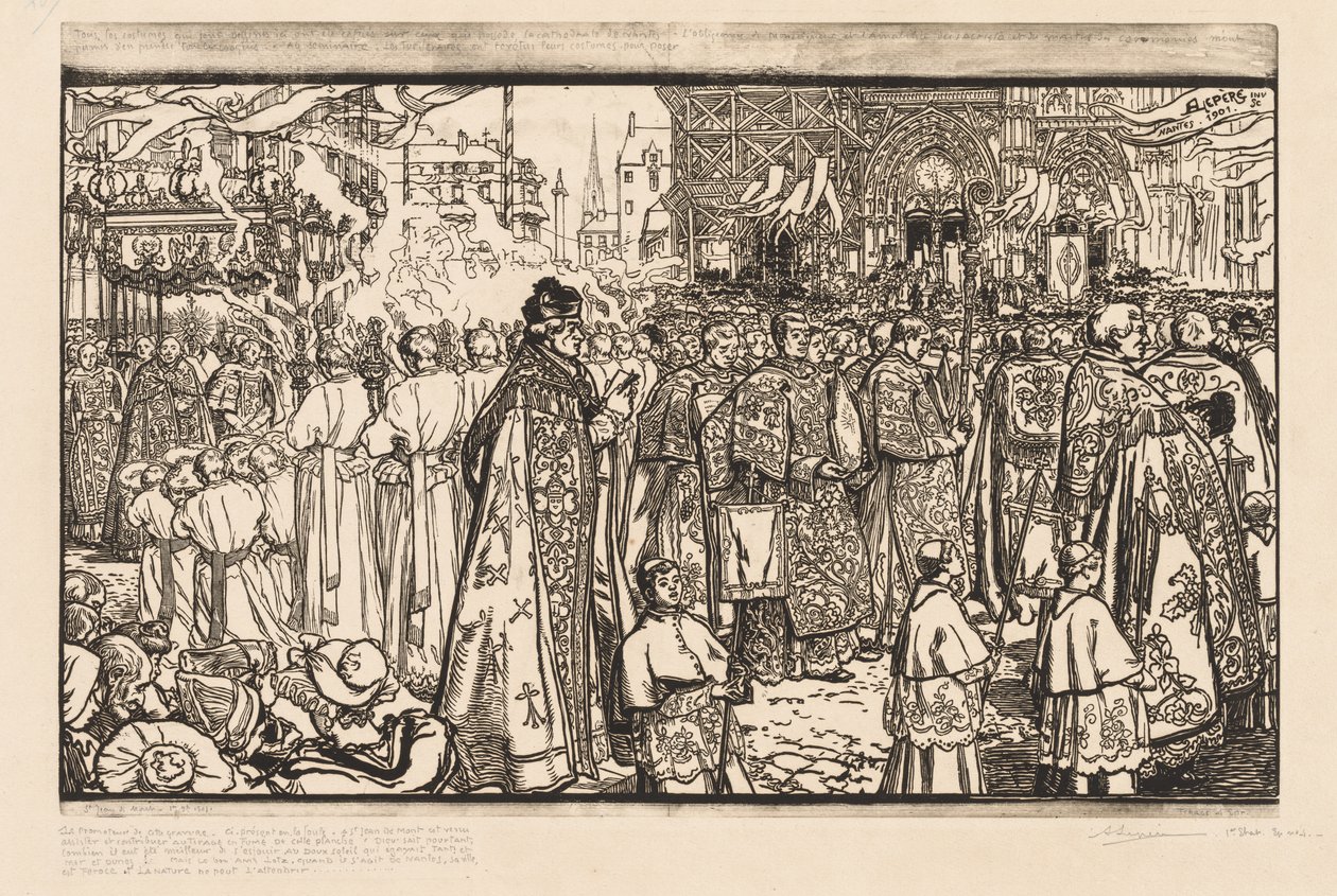 La Processione del Corpus Domini a Nantes da Auguste Louis Lepère