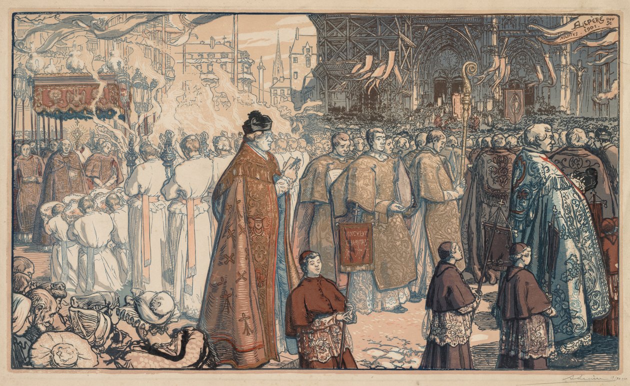 La processione del Corpus Domini a Nantes da Auguste Louis Lepère
