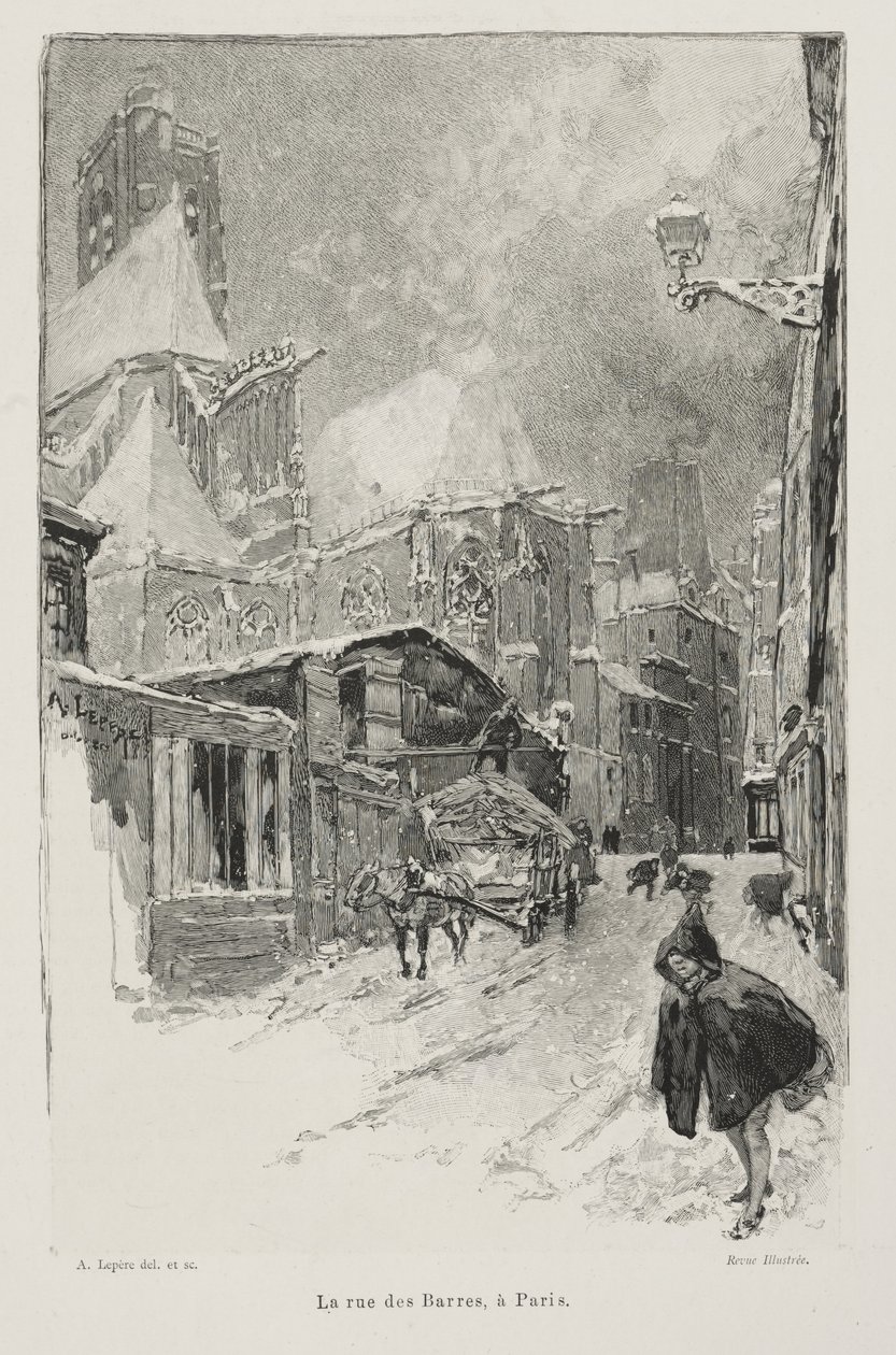La Rue des Barres, Parigi da Auguste Louis Lepère