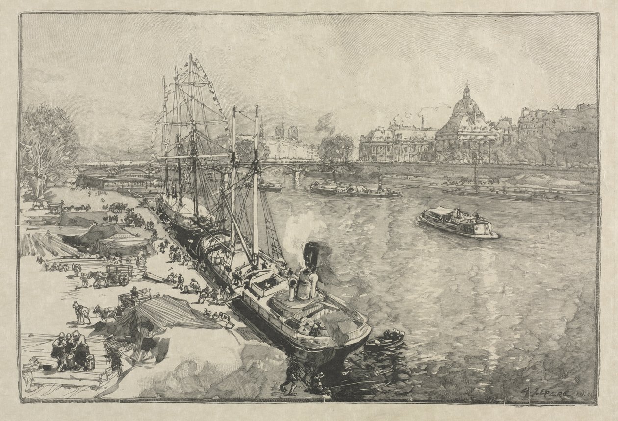 [Grande nave a vapore al molo, Parigi] da Auguste Louis Lepère