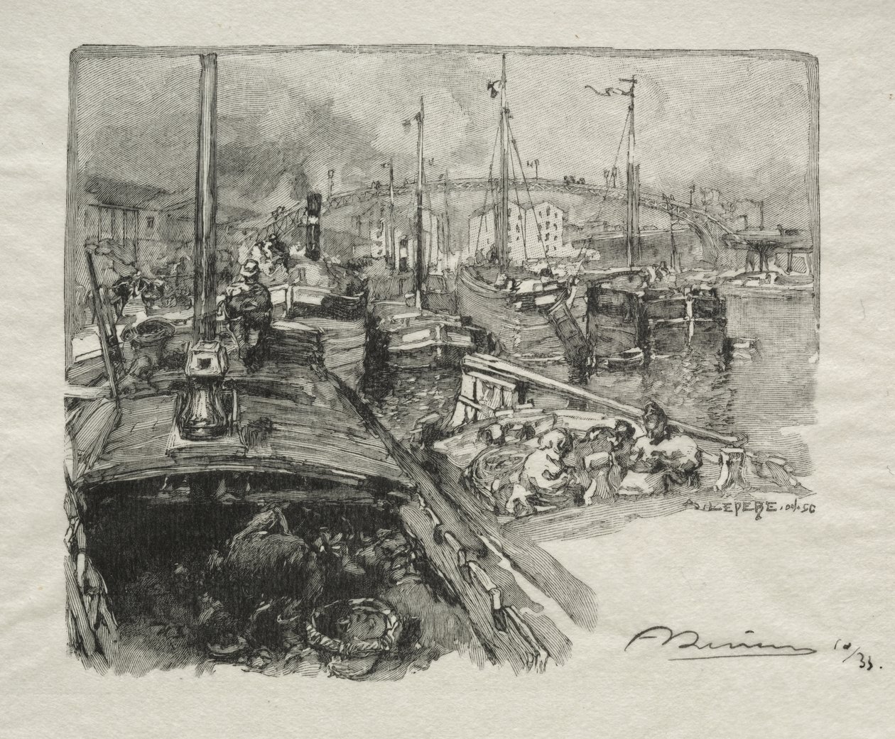 Il Bacino della Villette da Auguste Louis Lepère