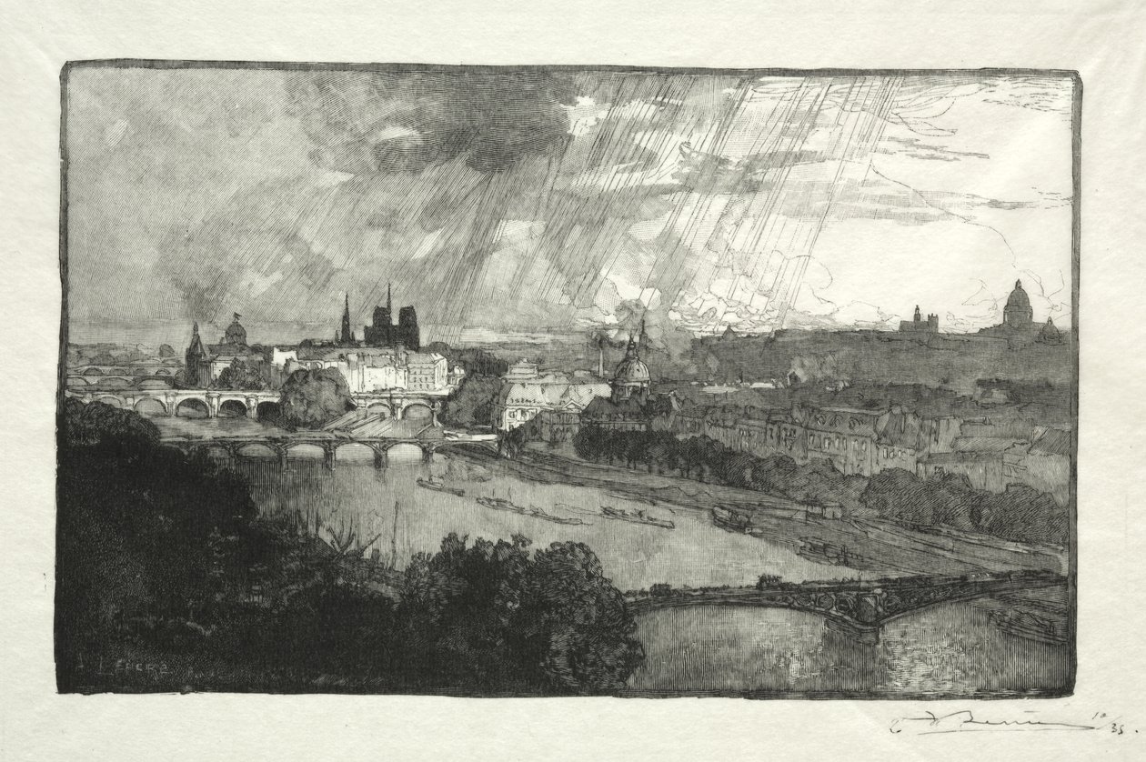 Parigi, vista dal Padiglione di Flore da Auguste Louis Lepère