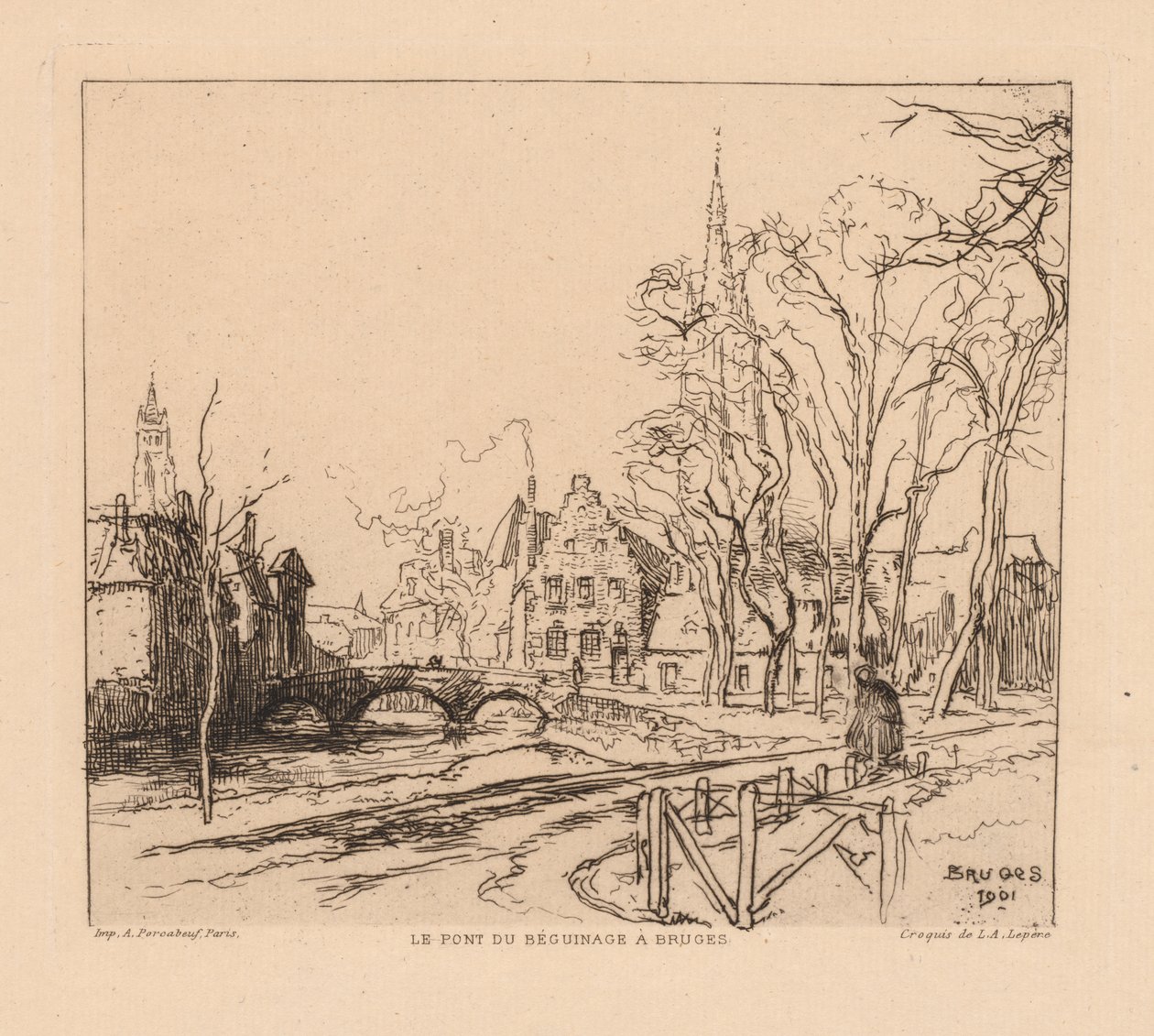 Il Ponte del Béguinage a Bruges da Auguste Louis Lepère