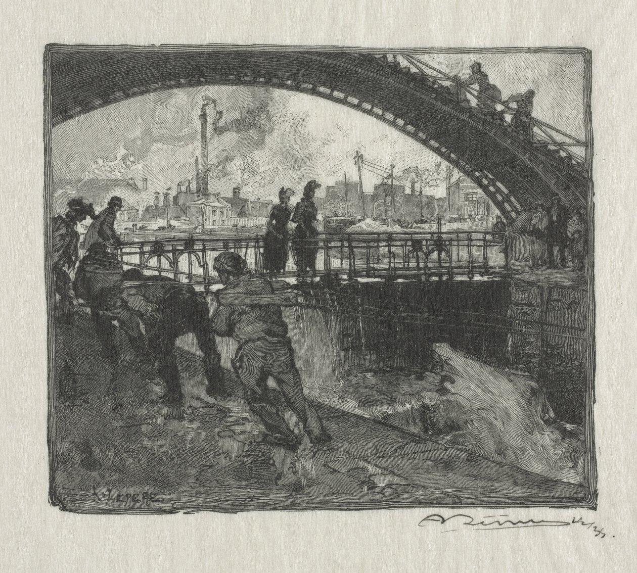 La chiusa del canale St. Martin da Auguste Louis Lepère