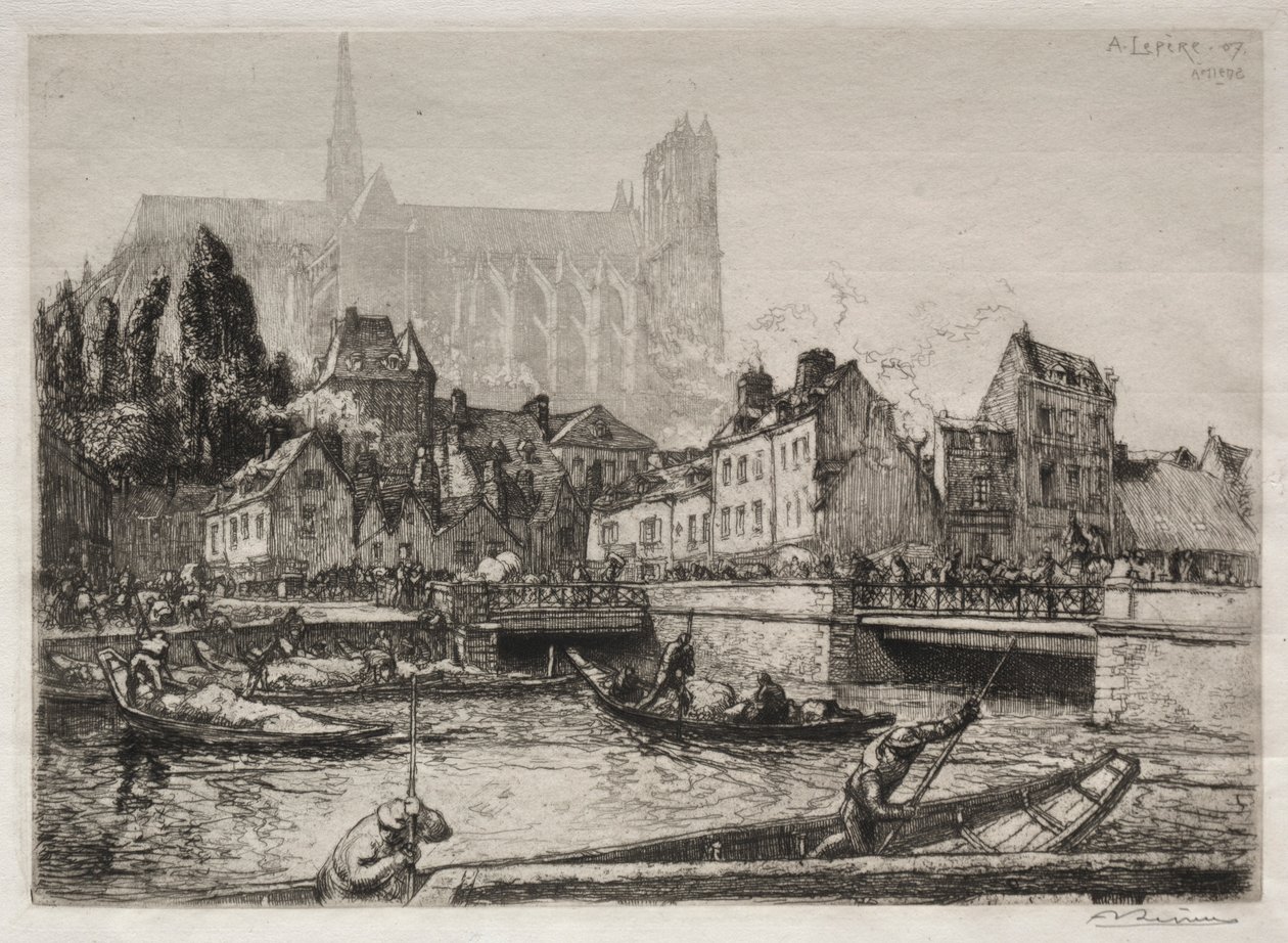 Arrivo delle Verdure-Amiens, 1907 da Auguste Louis Lepère