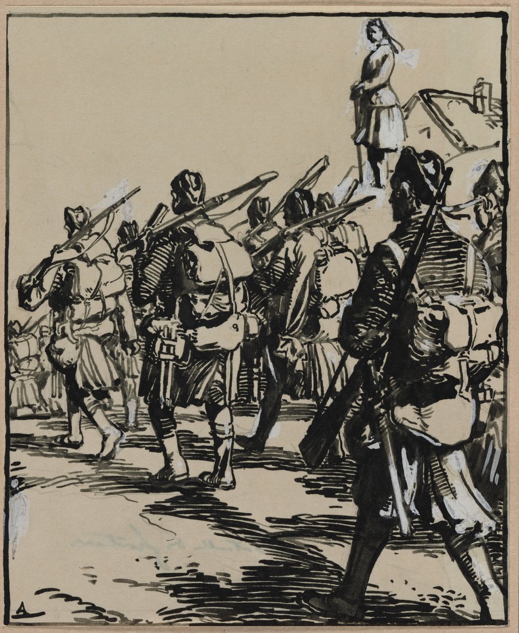 Battaglia delle frontiere: gruppo di soldati britannici da Auguste Louis Lepère