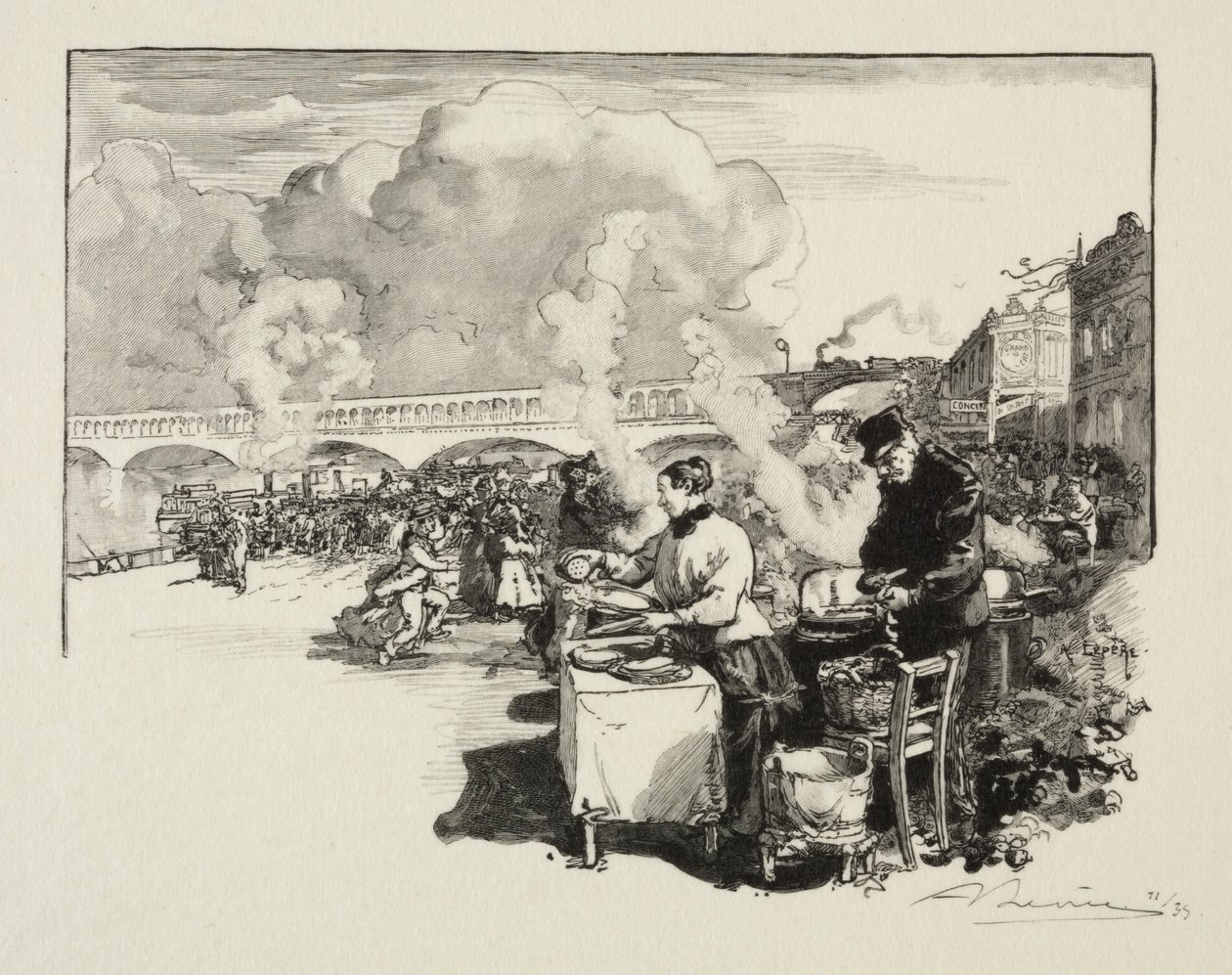 Imbarcadero delle barche-omnibus da Auguste Louis Lepère