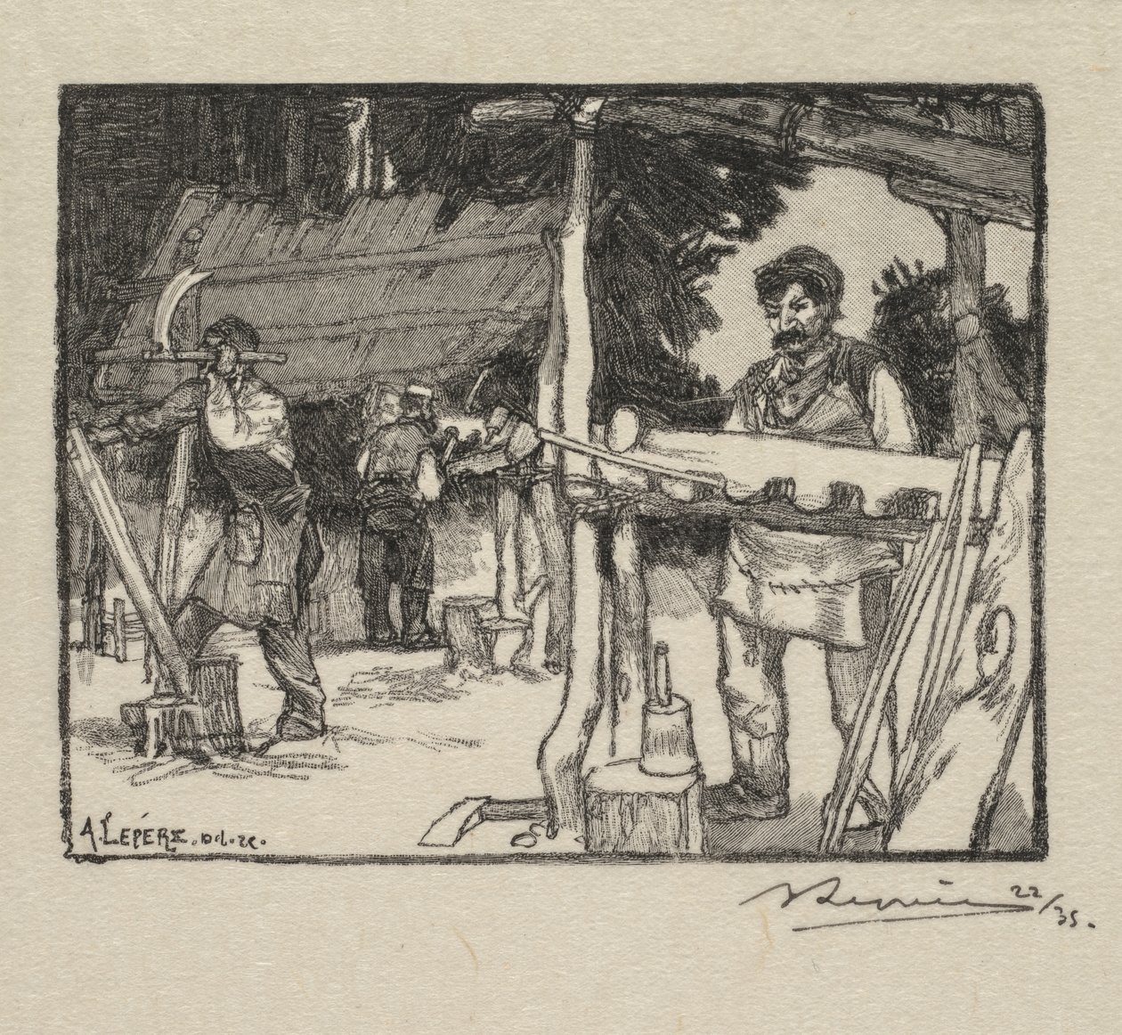 Foresta di Fontainebleau: Fabbricante di listelli La Forêt de Fontainebleau: Le Fabricant de lattes, 189 da Auguste Louis Lepère
