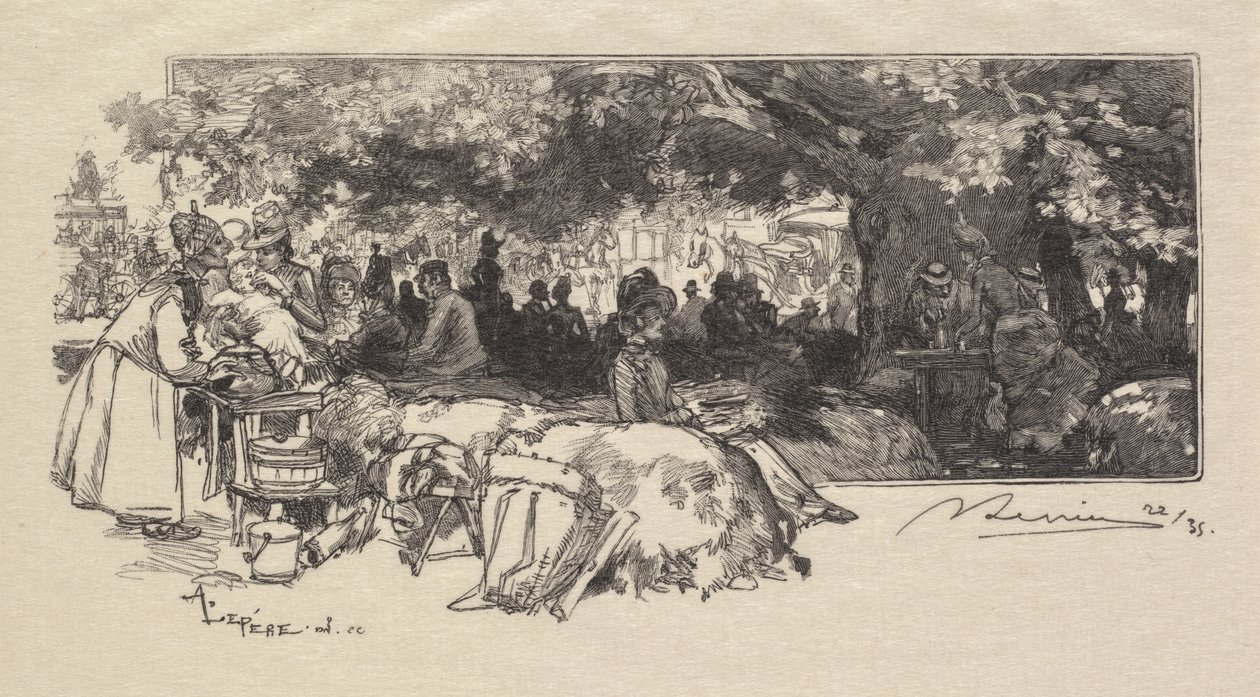 Foresta di Fontainebleau: La mensa di Madre Pichard, 1890 da Auguste Louis Lepère