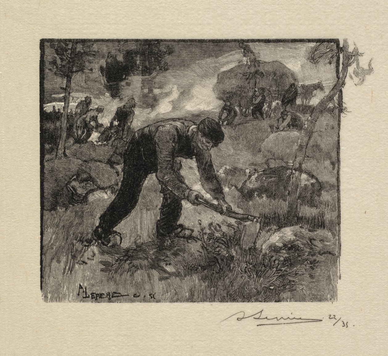 Foresta di Fontainebleau: Estirpatori di erica da Auguste Louis Lepère