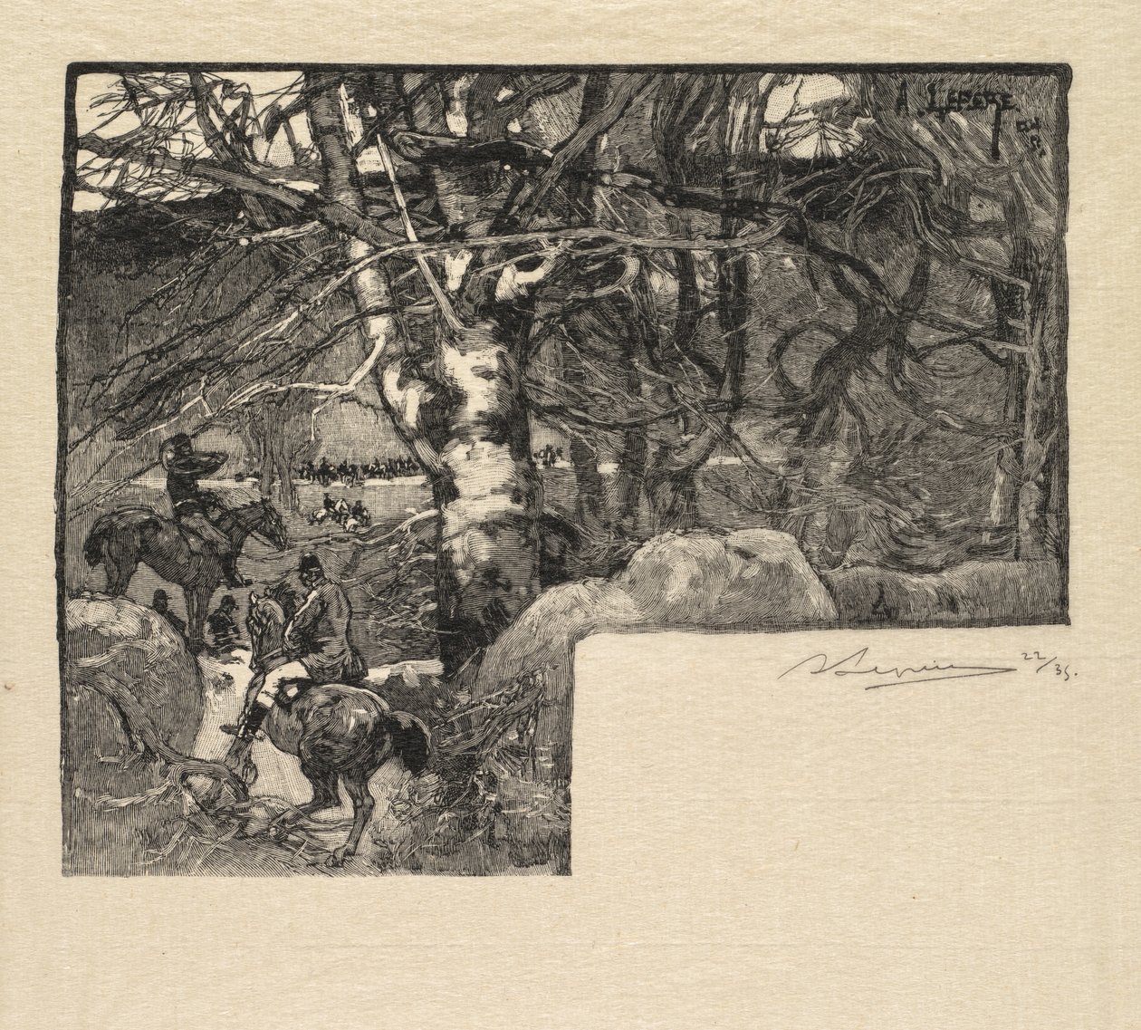 Foresta di Fontainebleau: Caccia alla volpe a Mont-Gérard La Forêt de Fontainebleau da Auguste Louis Lepère